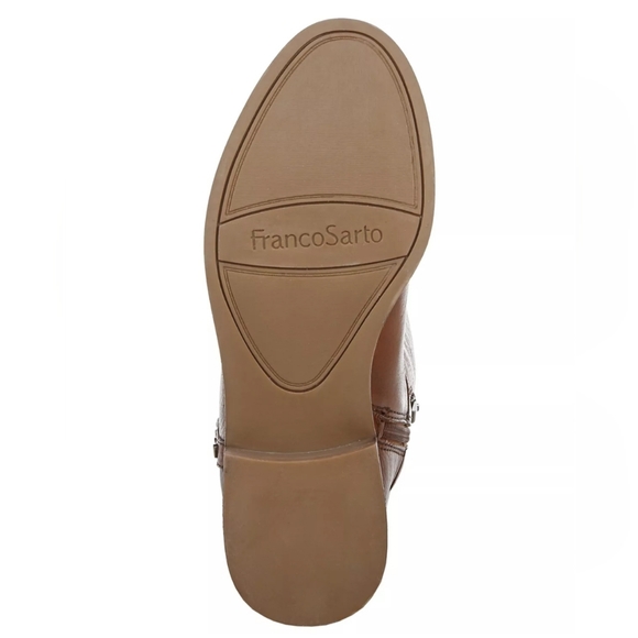 Stylish Franco Sarto x Anthro Cognac Leather OTK Boots - Picture 9 of 11